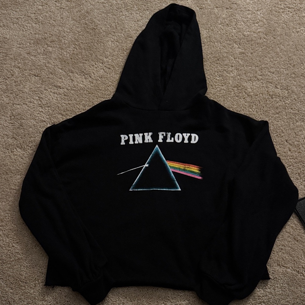 Pink Floyd Black Hoodie with Rainbow Prism Design